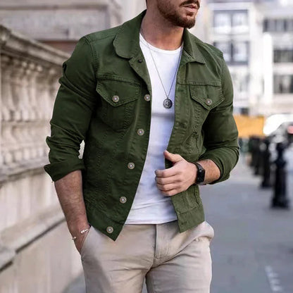 Herren Jeansjacke Slim Fit Knöpfe