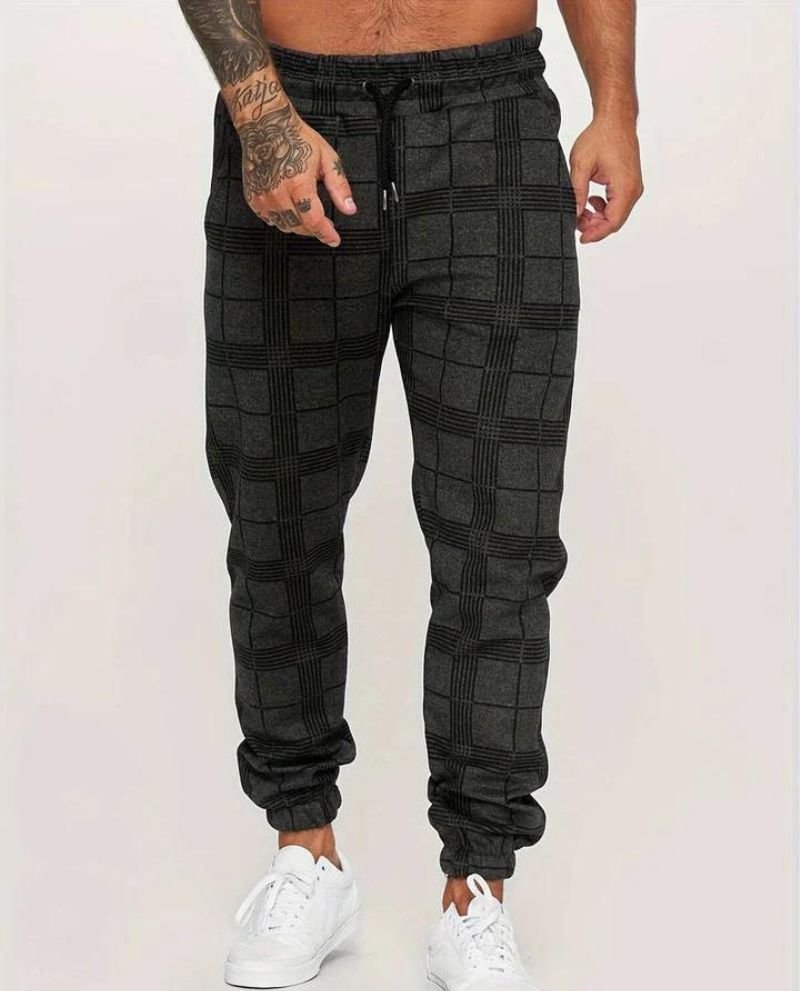 Elastische Herren Jogger Hose Kariert