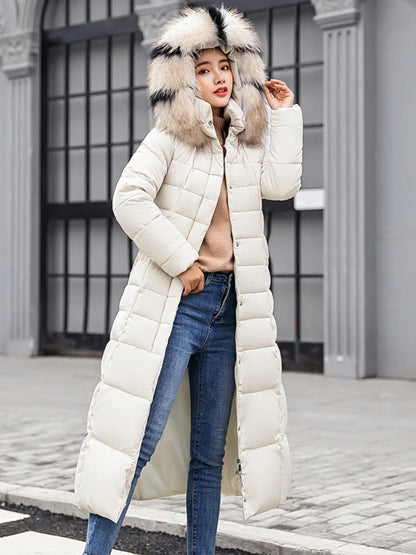 Stylischer Damen Wintermantel Lang Pufferjacke