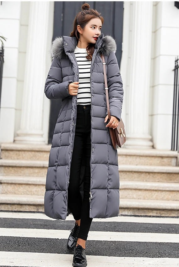 Stylischer Damen Wintermantel Lang Pufferjacke