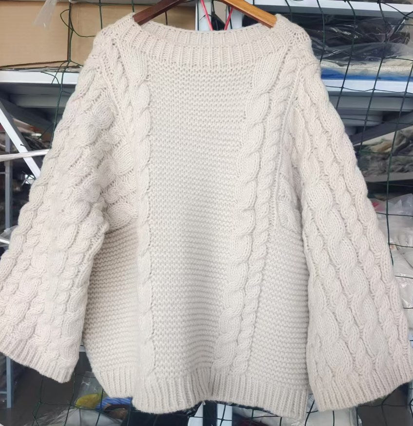 Weicher Kabelpullover Damen Oversized
