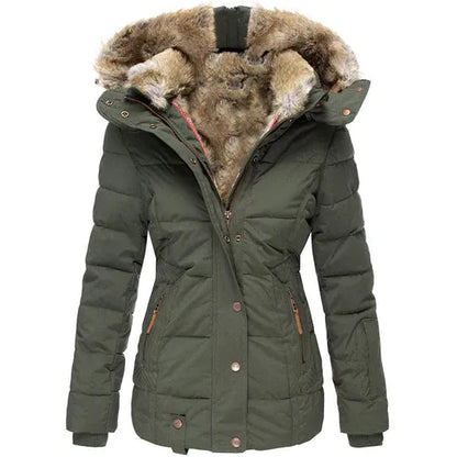 Damenmantel Fellkapuze Winterlook Elegant