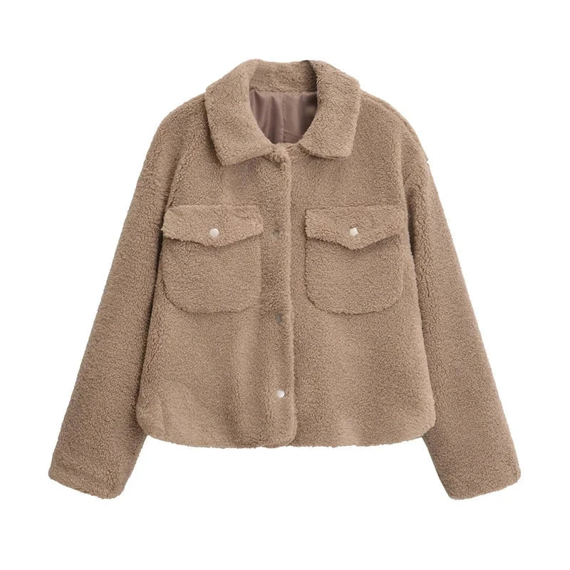 Kurze Damenjacke Teddyfleece Weich