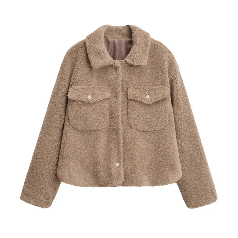 Kurze Damenjacke Teddyfleece Weich