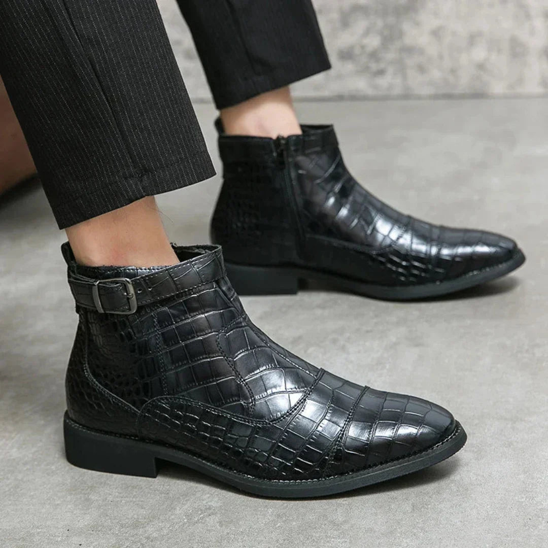 Herren Stiefel Chelsea Leder Elegant Schwarz