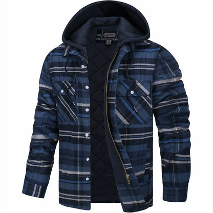 Karierte Herrenjacke Gesteppt Warm Zip-Up