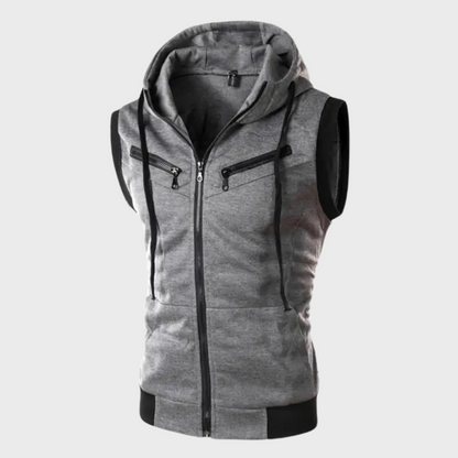 Herren Hoodie Ärmellos Sportlich Zip Up