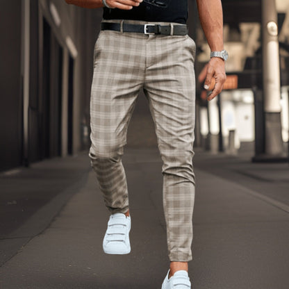 Herren Chino Hose Slim Fit Schottenkaro