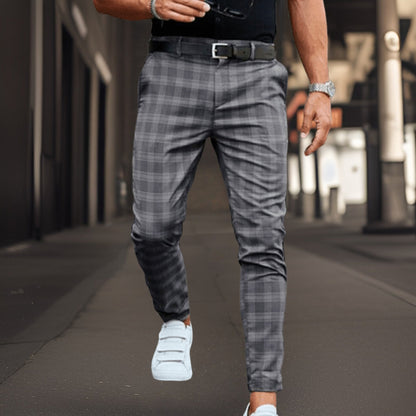 Herren Chino Hose Slim Fit Schottenkaro