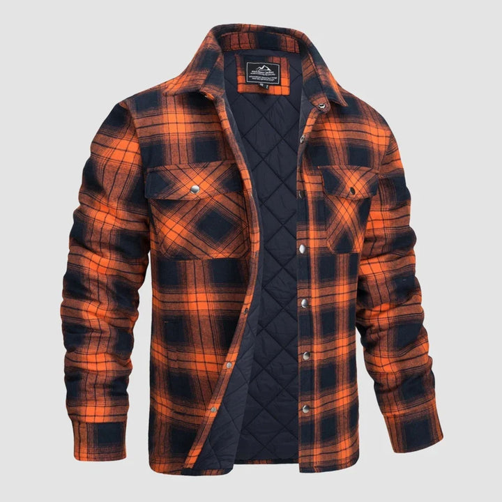 Herren Flanell Jacke Kariert Zugeknöpft