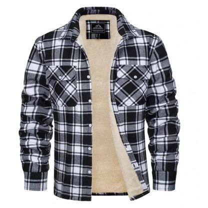 Herren Overshirt Kariert Warm Fleece Winter - IdealeKleiden