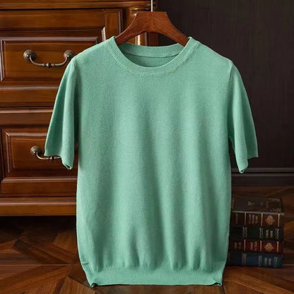 Kaschmir T-Shirt Kurzarm Herren Stricktop