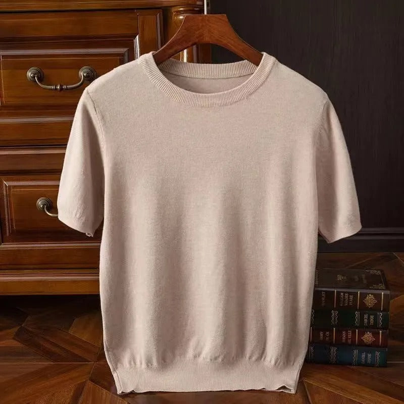 Kaschmir T-Shirt Kurzarm Herren Stricktop
