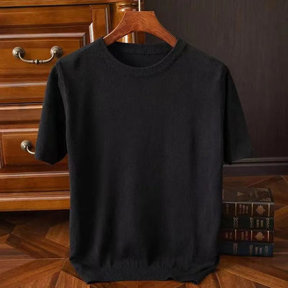 Kaschmir T-Shirt Kurzarm Herren Stricktop