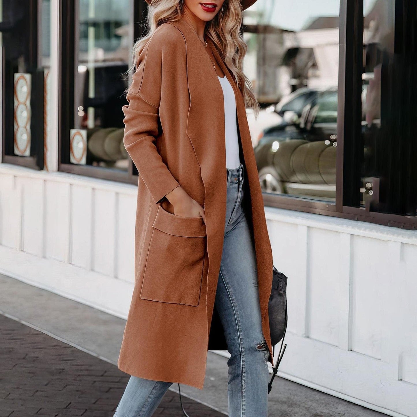 Elegante Strickkleidung Winter Wildlederlook - IdealeKleiden
