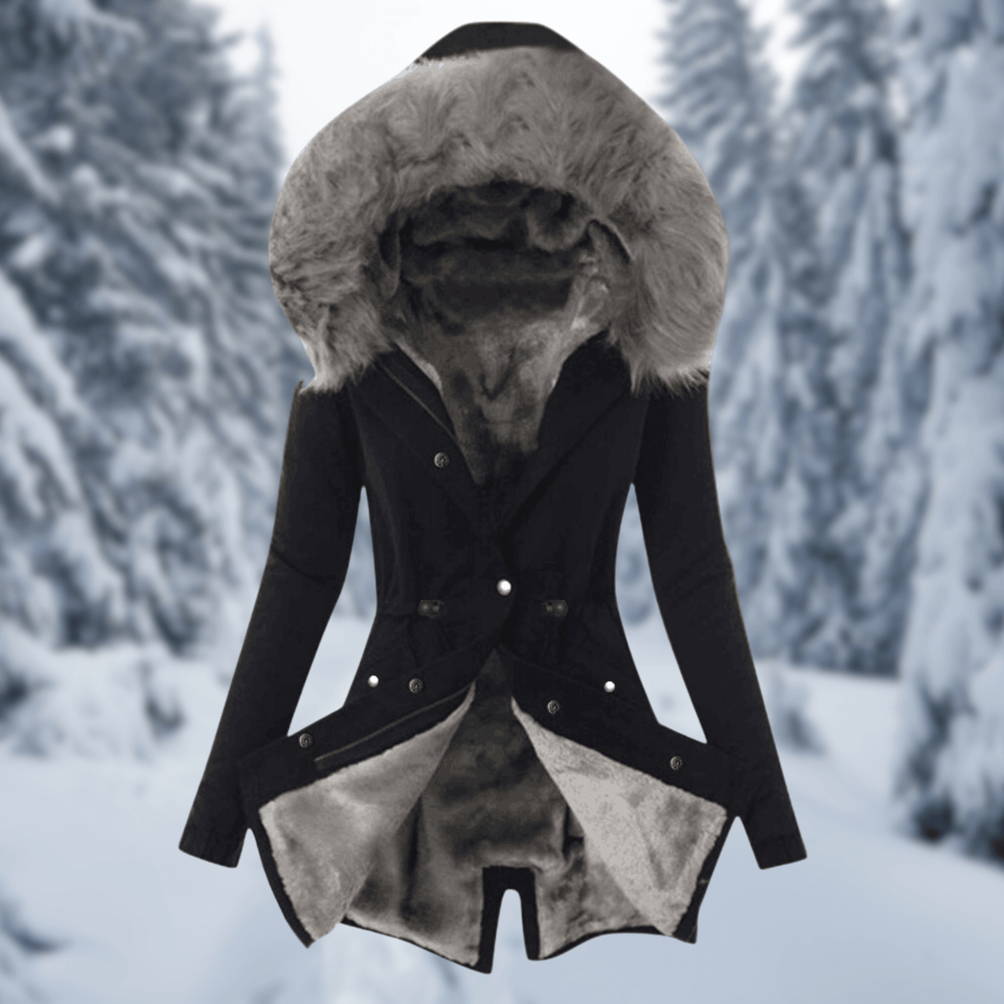 Damen Winterjacke Baumwolle Warm mit Kapuze und Kunstpelz