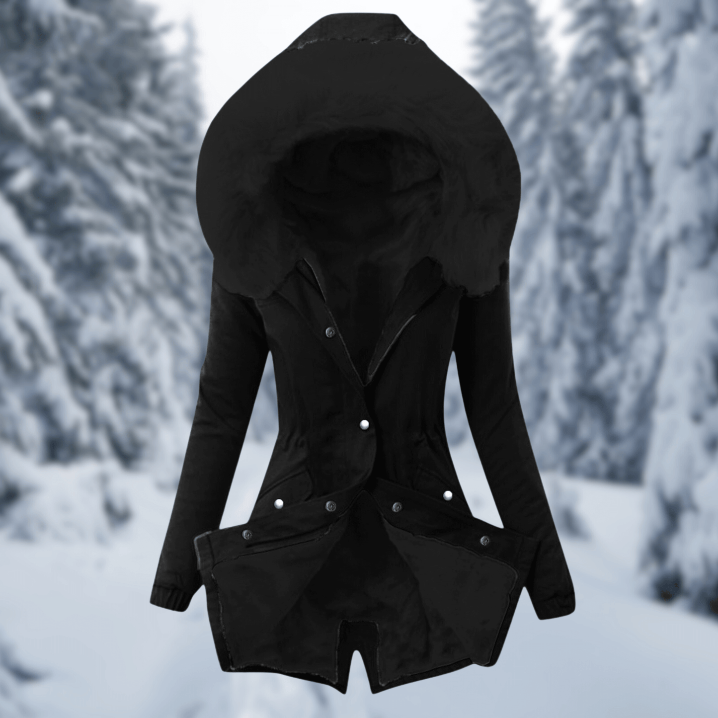 Damen Winterjacke Baumwolle Warm mit Kapuze und Kunstpelz