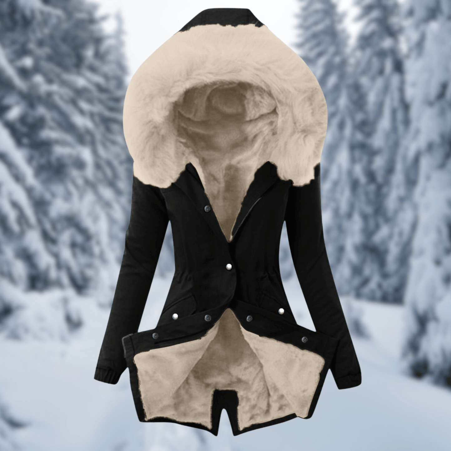 Damen Winterjacke Baumwolle Warm mit Kapuze und Kunstpelz
