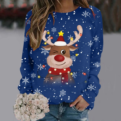 Weihnachtspullover Damen Weich 3D Rentier Design