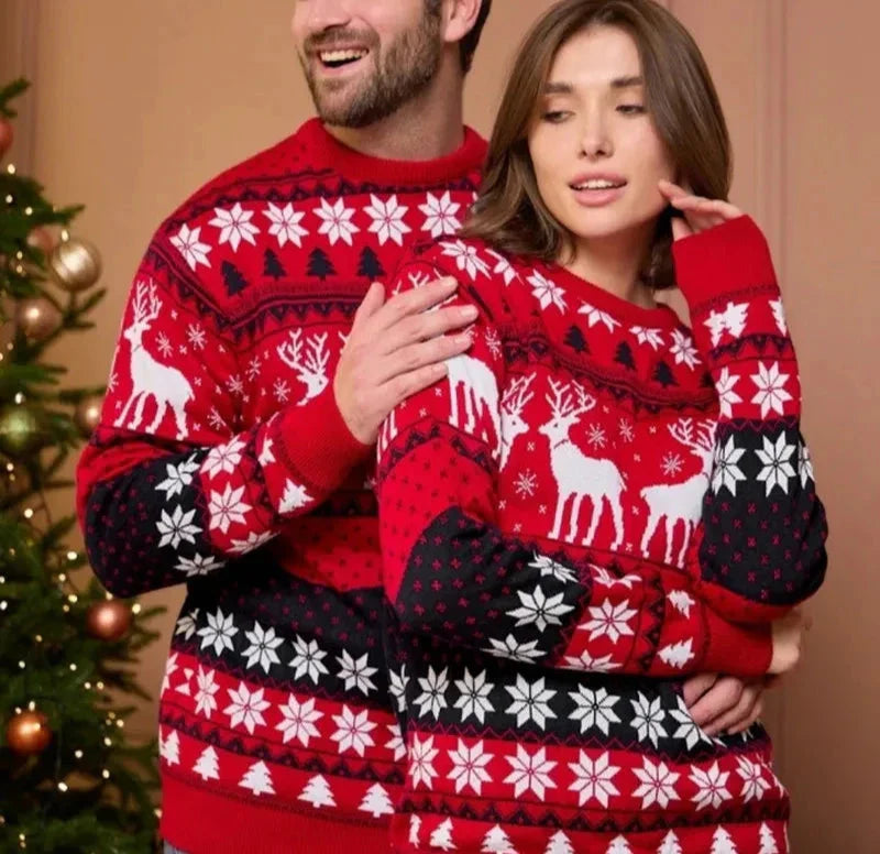 Weihnachtspulli Rentier Muster Unisex Strick