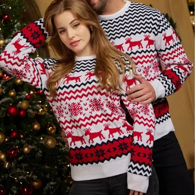 Weihnachtspulli Rentier Muster Unisex Strick