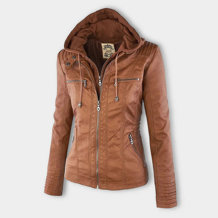 Herren Lederjacke Kapuze Herbst Stil - IdealeKleiden
