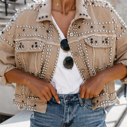 Stylische Lederjacke Mit Nieten