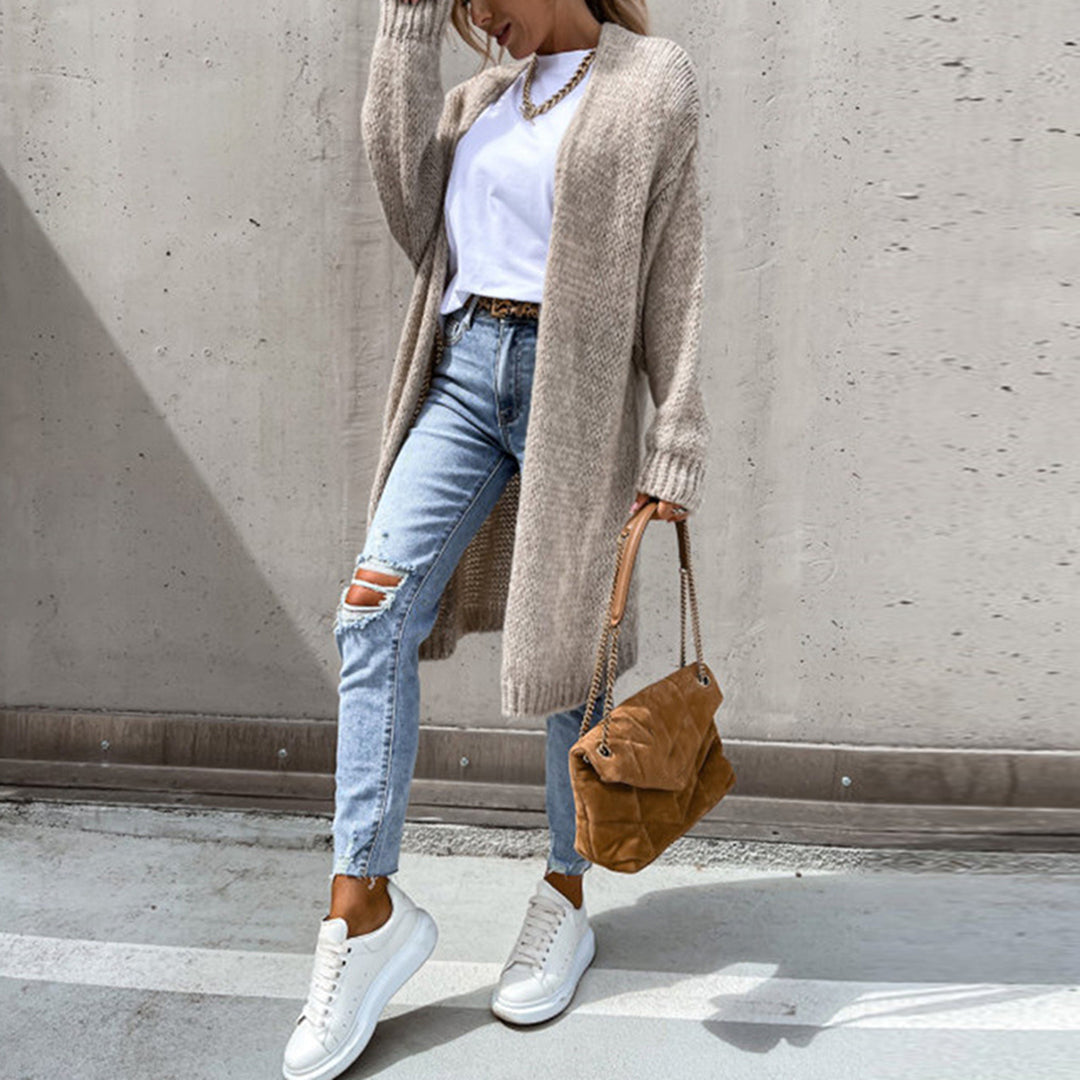 Damen Cardigan Langärmlig Offen Vorne
