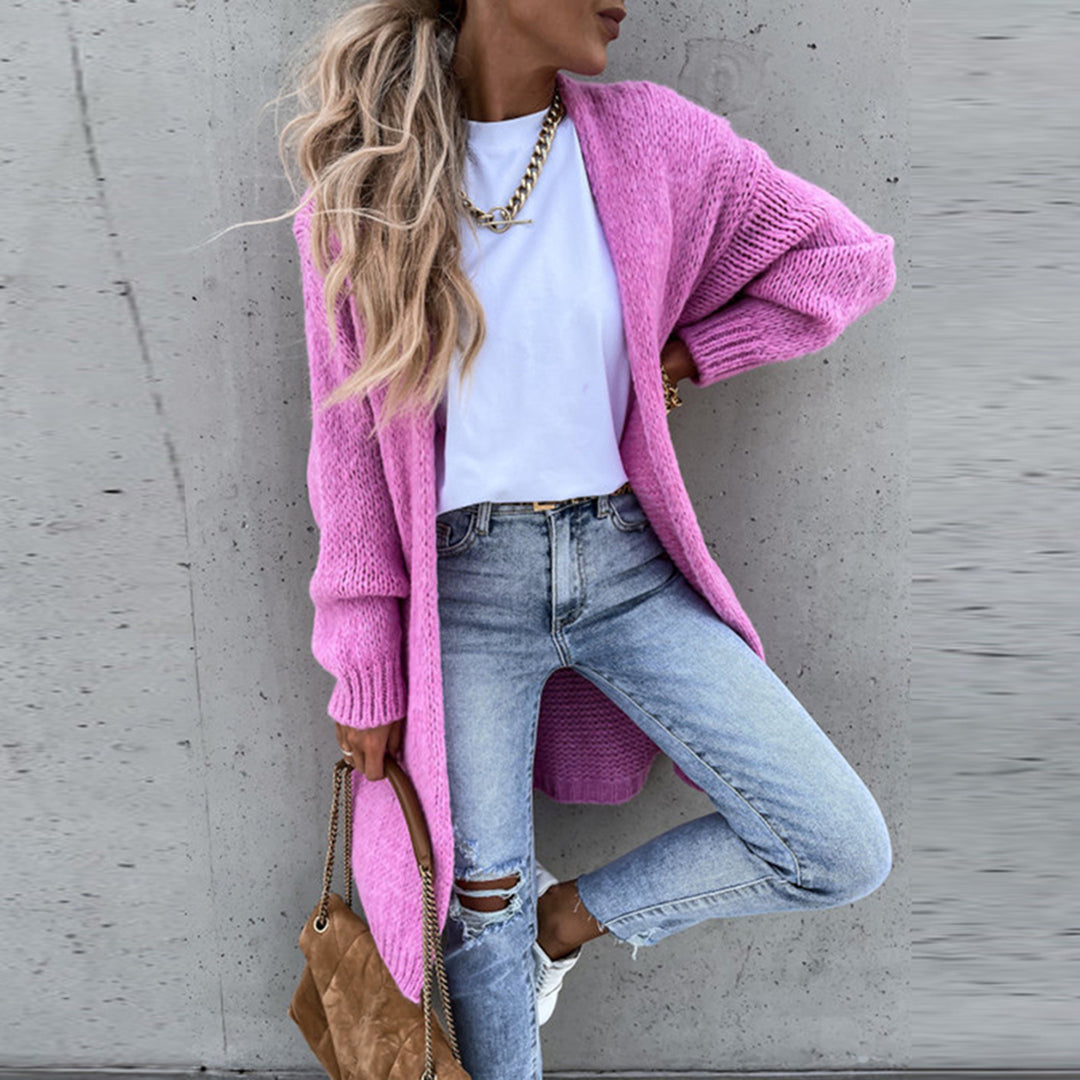 Damen Cardigan Langärmlig Offen Vorne