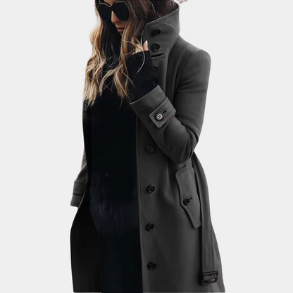 Eleganter Damen Wintermantel Doppelreihe Gürtel
