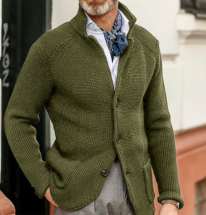 Herren Wollcardigan Dick Warm Knopf