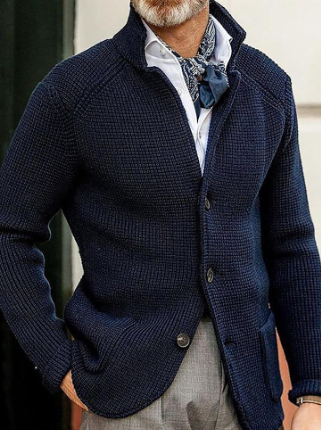 Herren Wollcardigan Dick Warm Knopf