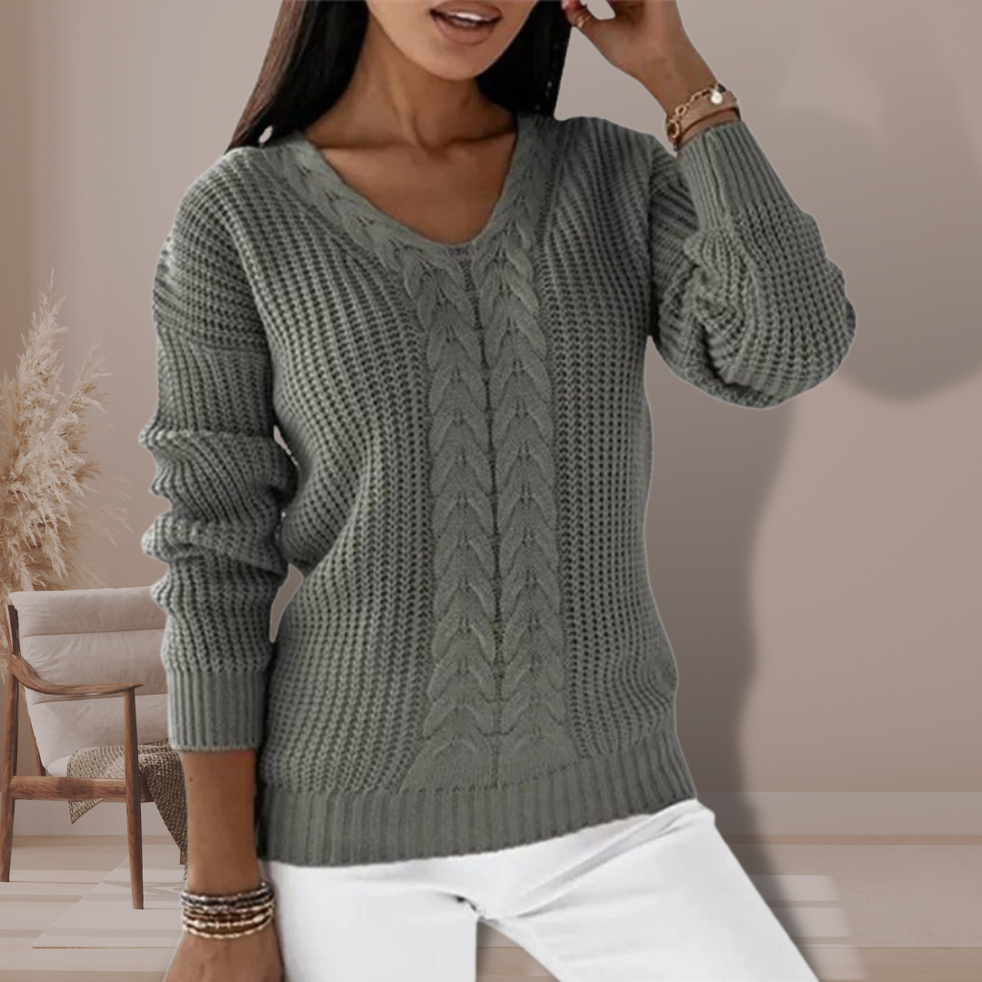 Damensweater V-Ausschnitt Modern Strick - IdealeKleiden