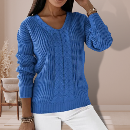 Damen Pullover Weich Kabelmuster