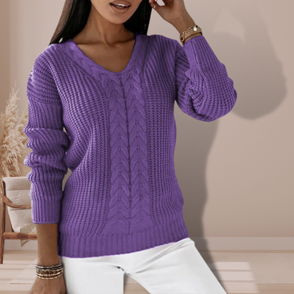 Damen Pullover Weich Kabelmuster
