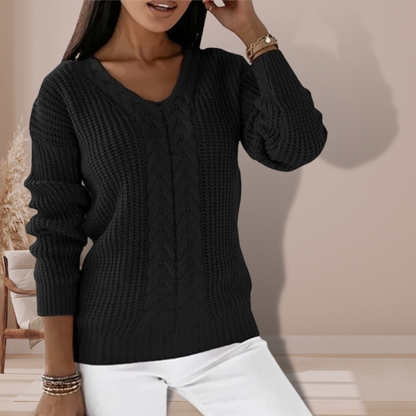 Damen Pullover Weich Kabelmuster