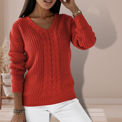 Damensweater V-Ausschnitt Modern Strick