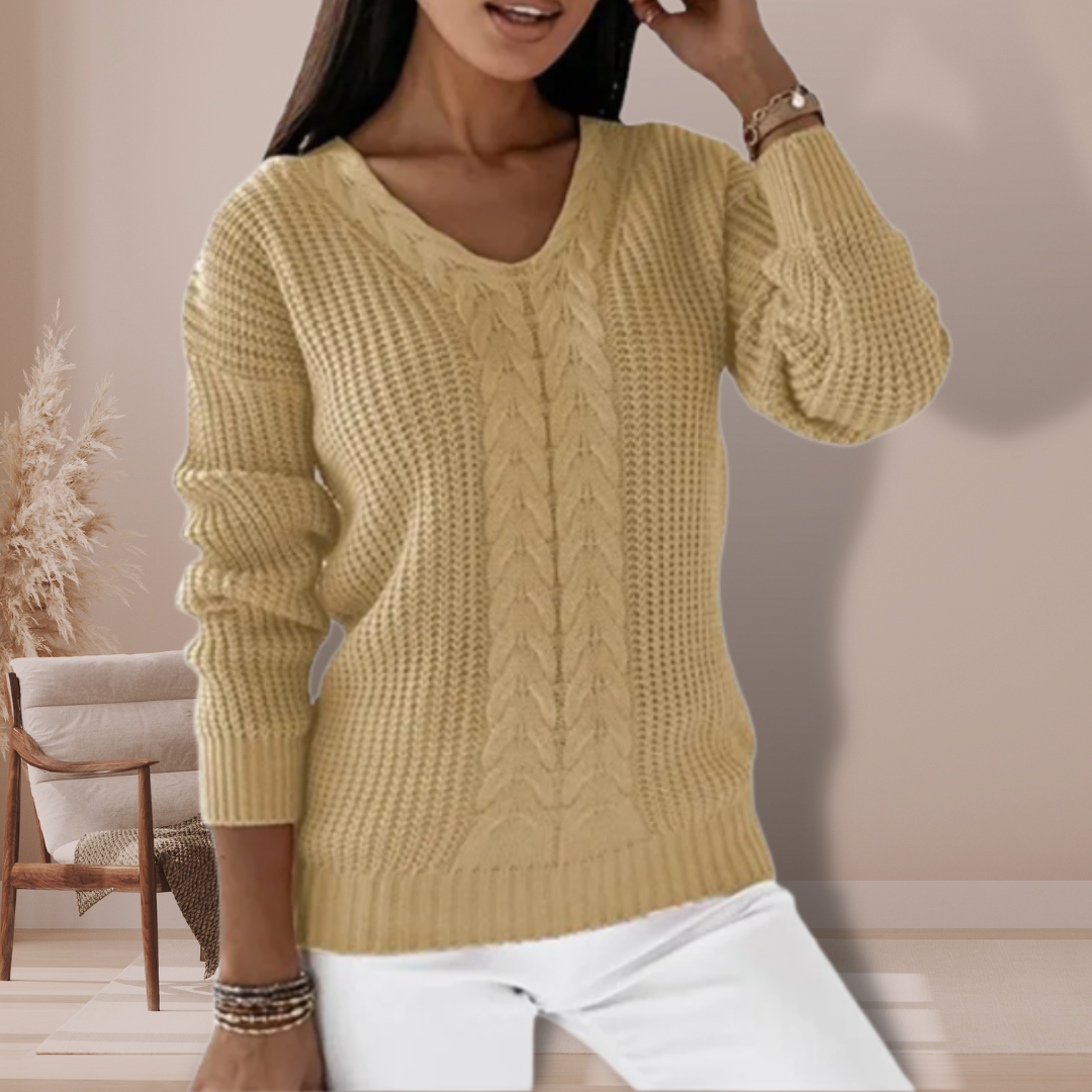 Damen Pullover Weich Kabelmuster