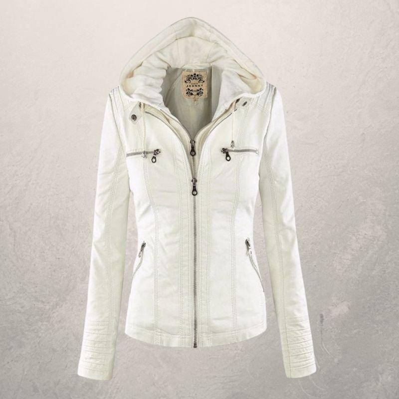 Lederjacke Damen Slim Fit Kapuzenjacke