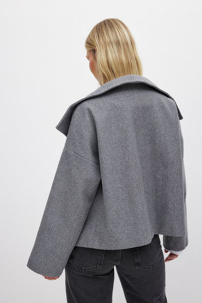 Damen Winterjacke Oversized Kurz Modisch Reverskragen - IdealeKleiden
