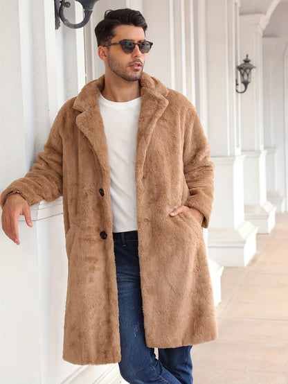 Flauschiger Herren Wintermantel Kunstpelz Elegant