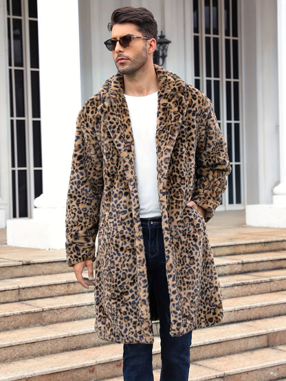 Flauschiger Herren Wintermantel Kunstpelz Elegant
