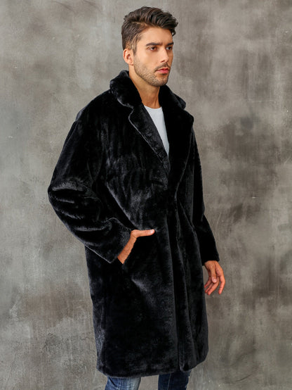 Flauschiger Herren Wintermantel Kunstpelz Elegant