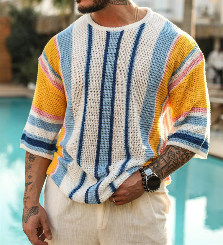 Sommerpullover Herren Gestreift Leicht