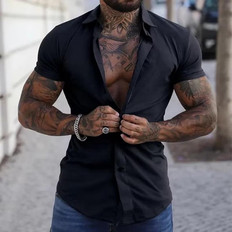 Slim Fit Herrenhemd Kurzarm Modern