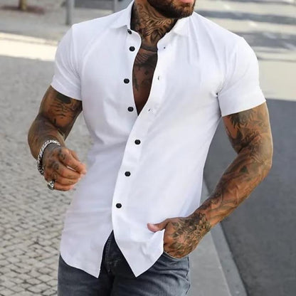 Slim Fit Herrenhemd Kurzarm Modern - IdealeKleiden