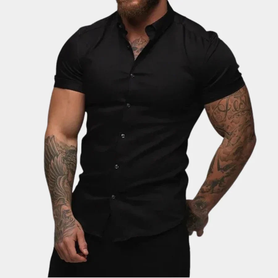 Slim Fit Herrenhemd mit Knöpfen - IdealeKleiden