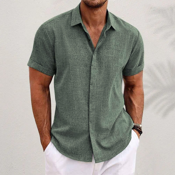 Sommer Leinenhemd Kurzarm Herren