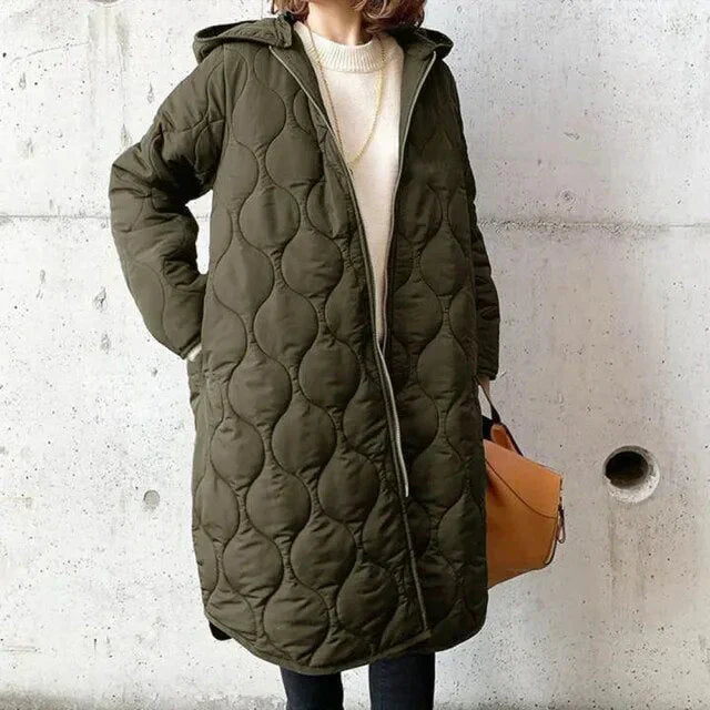 Schöner Damenmantel Lang Klassisch Steppjacke