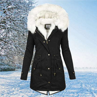 Warme Damenparka Winterjacke Fellfüllung - IdealeKleiden